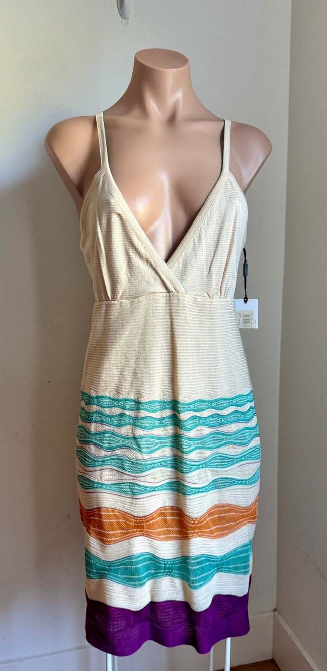 NWT Missoni Knit Dress Size 42 Cream Striped Midi